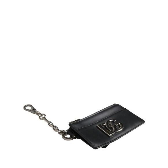 Dolce & Gabbana Black Calfskin Leather DG Logo Card Holder Women Women's Wallet - Picture 3 of 5